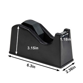IHOMECOOKER Desktop Tape Dispenser Adhesive Roll Holder (Fits 1" & 3" Core) with Weighted Nonskid Base Black