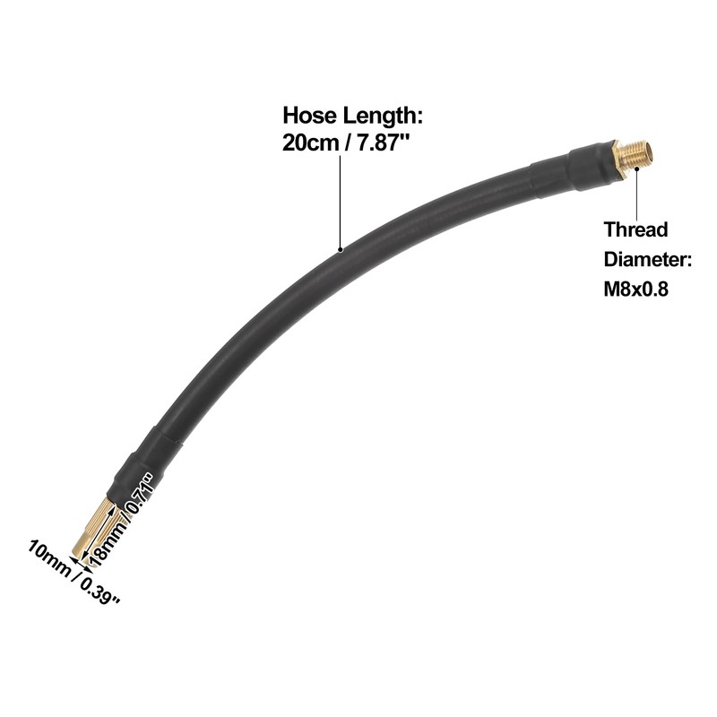 X AUTOHAUX 20cm Car Tire Inflator Extension Hose Adapter Black