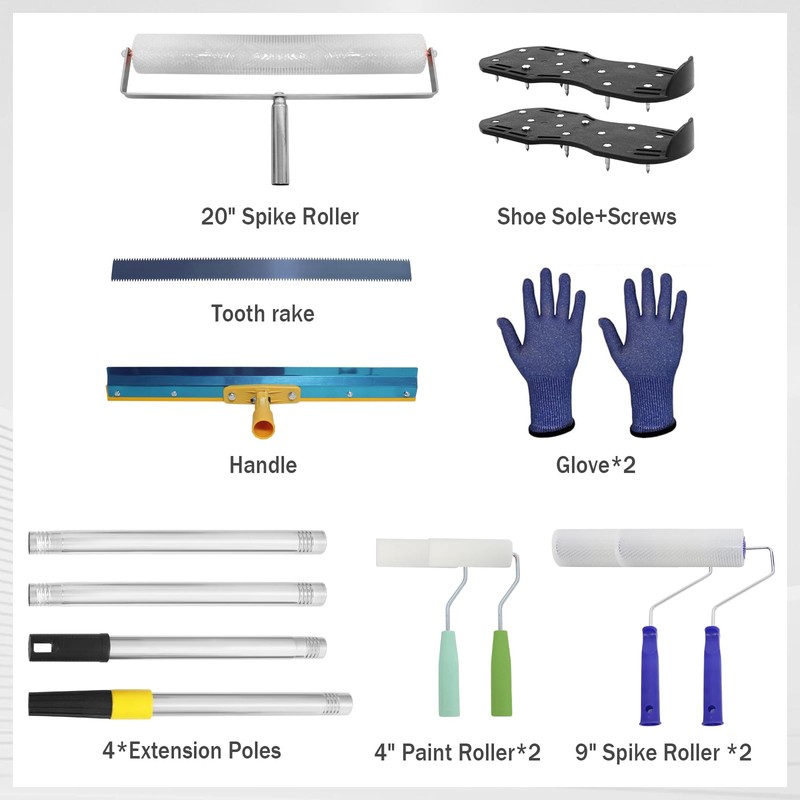 Self Leveling Cement Tool Kit, Epoxy Floor Kit, Spike Roller
