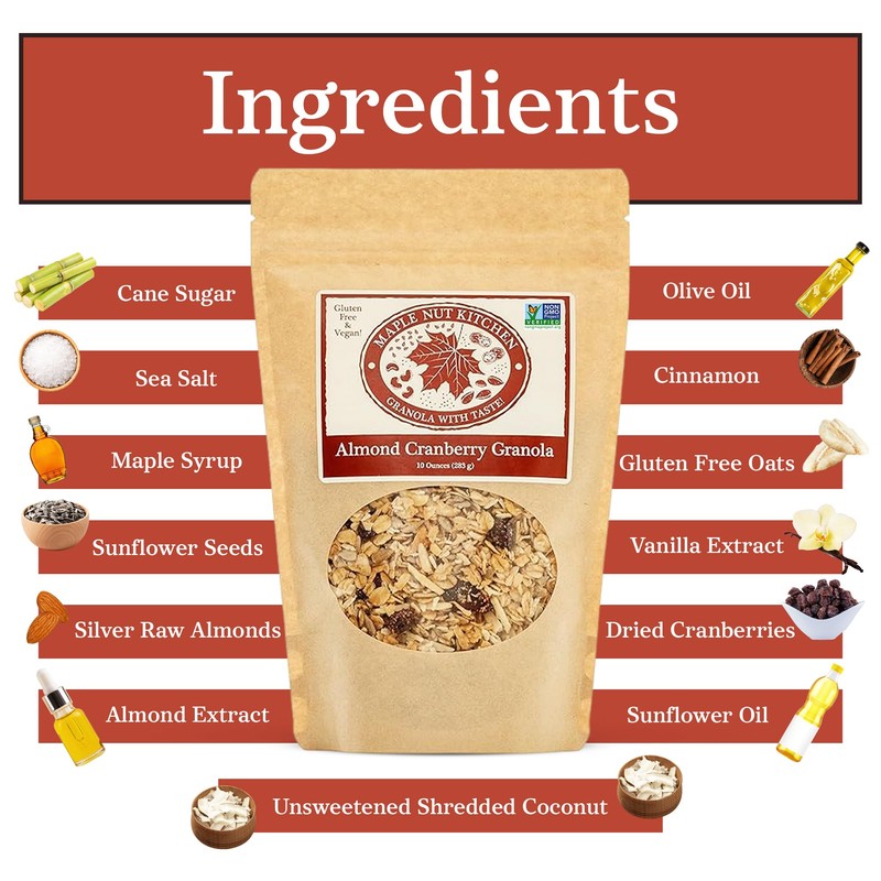 Maple Nut Kitchen Almond Cranberry Granola - Gluten-Free & Vegan