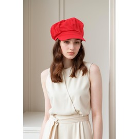 Newsboy Hats for Women -100% Cotton Womens Newsboy Cap Vintage Cabbie Hat - Pageboy Hats for Women Girls Ladies Gift (Cotton, Red)