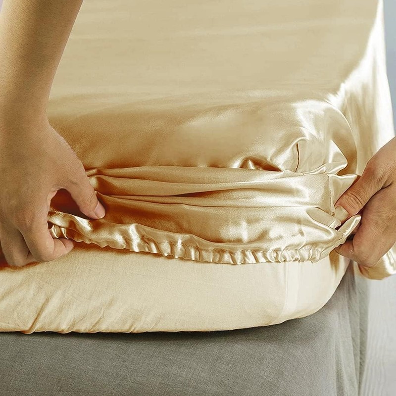 Silky Satin Fitted Sheet Only Classic Luxury Silky Soft Bed
