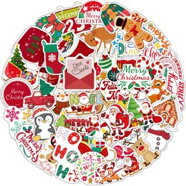 Christmas Stickers Santa Claus Stickers Decorations Party Favors Supplies Laptop Decal Décor Gift for Kids Teen Adult Merry Xmas Snow Craft Winter Holiday Festival Funny Reindeer