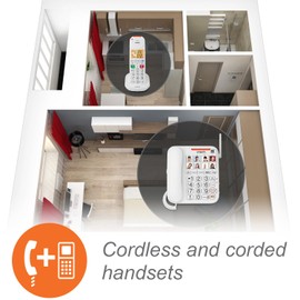 VTech SN5147 Amplified Corded/Cordless Senior Phone with Answering Machine, Call Blocking, 90dB Extra-Loud Visual Ringer, One-Touch Audio Assist on Handset up to 50dB, White