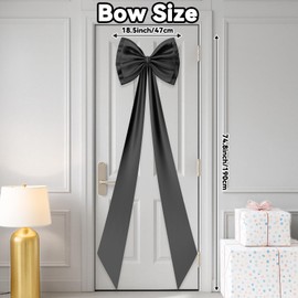 Giant Bow Decoration,78x18 Inch Black Big Bows Giant Ribbon Tie for Backdrop Wedding Baby Shower Bridal Engagement Birthday Christmas Party Decor(Black,Satin)