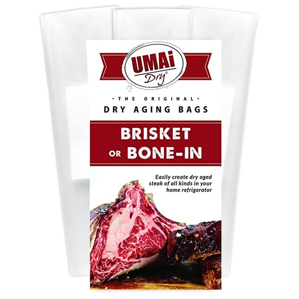 UMAi Dry Aging Bag for Steaks - Pack of 3 I Dry Age Bags for Meat, Brisket or Bone-In up to 14-20lbs, Home Steak Ager Refrigerator Bags, NO Vacuum Sealer Needed, Tender Aged Beef in 28-45 Days