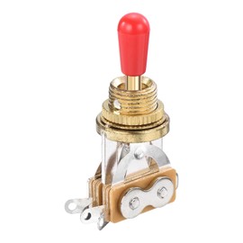 MECCANIXITY 3 Way Short Straight Guitar Toggle Switch Pickup Selector Gold with Red Tip Knob Caps for Electric Guitars Parts Replacement