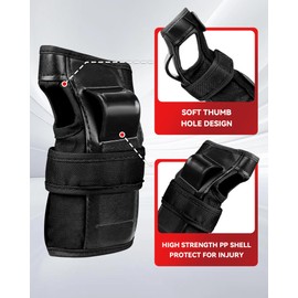 iMoebel Protector Set 6 in 1 Inline Protector Set Children's Protective Equipment, Adjustable Knee Pads, Elbow Pads, Wrist Guards for Skating, Driving, Scooter, Skateboard, Black, S