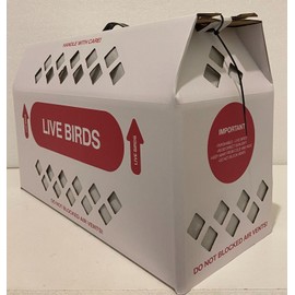 KAHIDJI Live Bird Shipping Box Less Expensive Size 18" x 8" x 12" Tall - Compact, White, Latch - Perfect for Parrot, Pigeons, Canaries & More