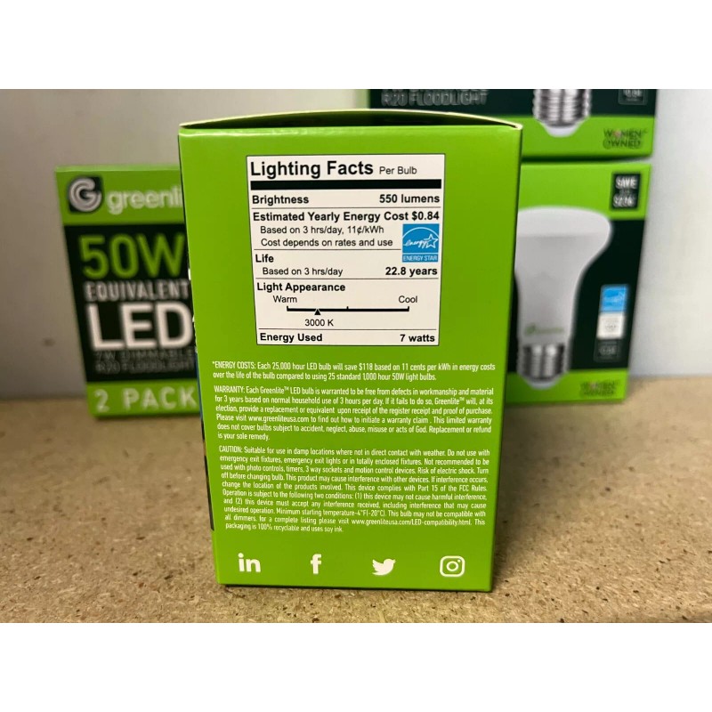 Greenlite 8 Pack GREENLITE 7W 50W Dimmable 3000K LED LIGHT