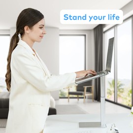 VECOFO Laptop Stand for Desk, Ergonomic Aluminum Laptop Stand Adjustable Height from 7-15", Sitting and Standing Laptop Riser for 10-17" Notebook (Silver)