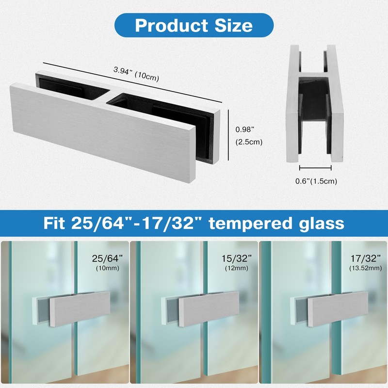 Gyykzz 4 Pack Railing Glass to Glass Clamp, 180 Degree