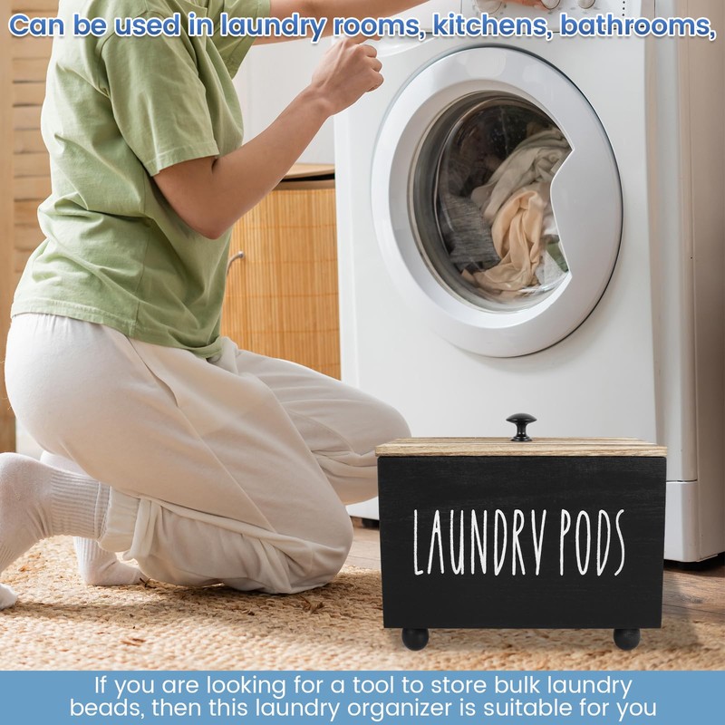 Laundry Pods Container with Lid, Square Storage Box for Laundry
