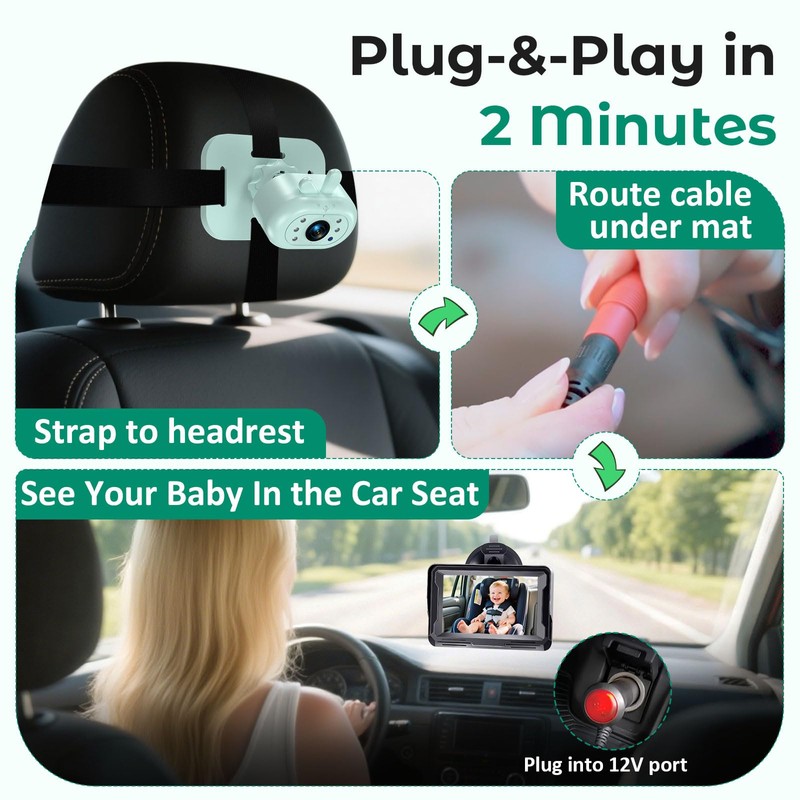 AMTIFO Baby Car Camera with 4.3’’ Wired Display:1080P HD Rear-Facing