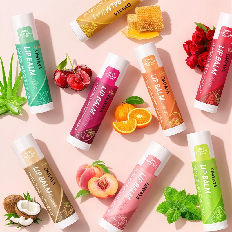 Lip Balm Set,12 x 5g Moisturising Lip Balms with Natural