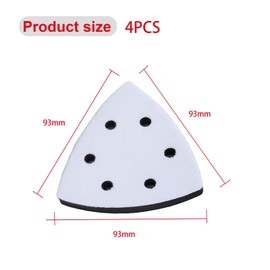 Oiieco 4Pcs Triangle Sanding Pads 93x93x93mm, Hook & Loop Foam Detail Sander Pads with 6 Holes, Velcro Mouse Sander Pads Replacement for Palm & Orbital Sanders