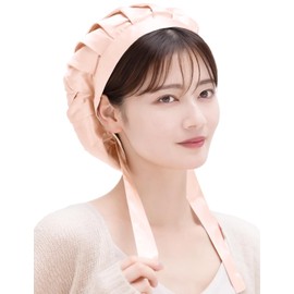 COCOSILK Silk Night Cap, 100% Naturally Spun Silk, Back Ribbon Tie, Hair Cap, For Long Hair Care, Salmon Pink