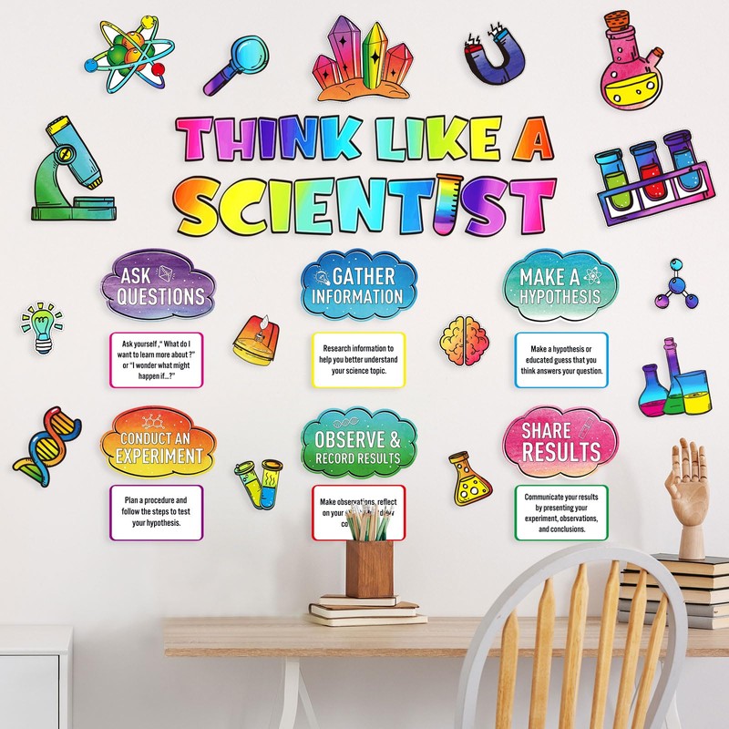 Pasimy 46 Pieces Science Bulletin Board Set Decoration Think Like