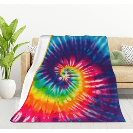 HGOD DESIGNS Tie Dye Throw Blanket Colorful Psychedelic Rainbow Soft Blankets and Throws 130x150cm Caring for Women Men
