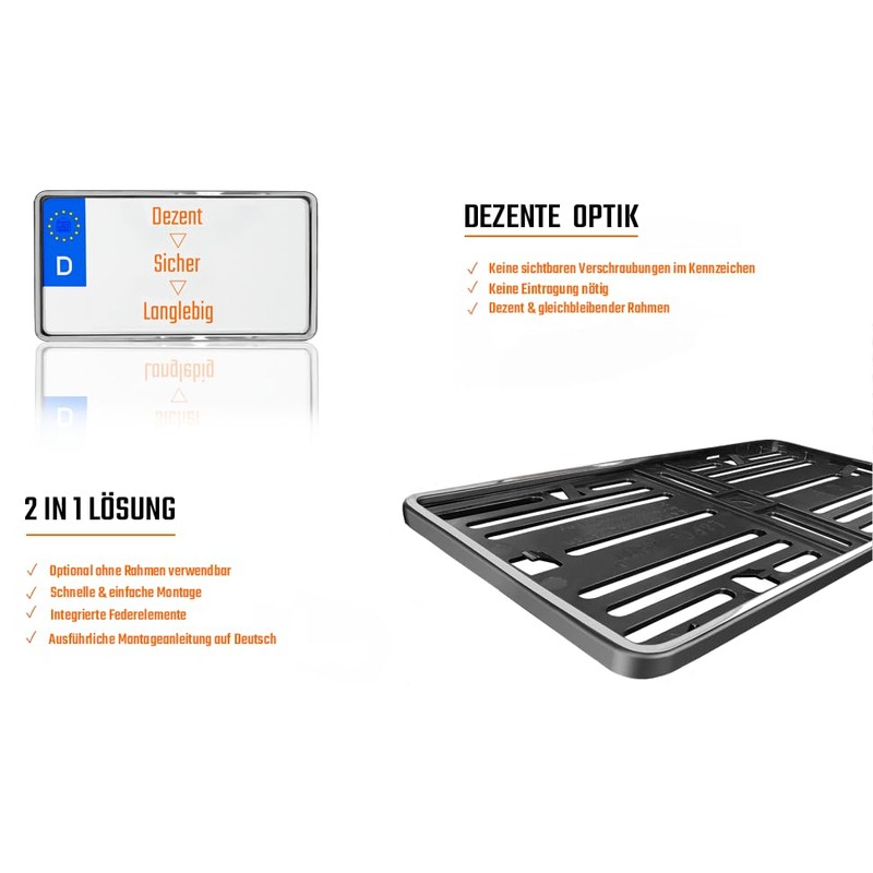License Plate Holder 240 x 130 Chrome Look Light Motorcycle