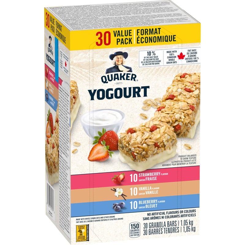 Quaker Yogurt Granola Bars, Strawberry, Vanilla, & Blueberry Variety Pack,