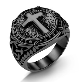 Oaldilee Vintage Celtic Knot Cross Ring Black Stainless Steel Jewelry Chrisitian Cross Rings for Men Women, Size 12