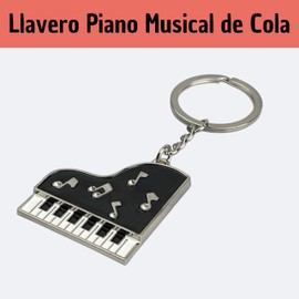 Piano Key Ring with Tail Keyrings for Piano or Musical Instruments Black Keyring for Pianist Piano Lover Music etc - Unisex Keychain for, gray