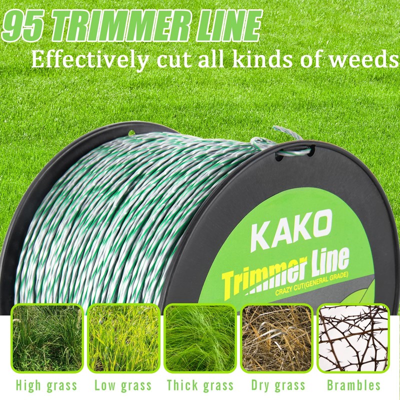 KAKO 095 Trimmer Line Heavy Duty, Weed Wacker String .095