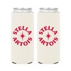 Stella Artois Slim Can Cooler Sleeve, Beige with Red Logo,