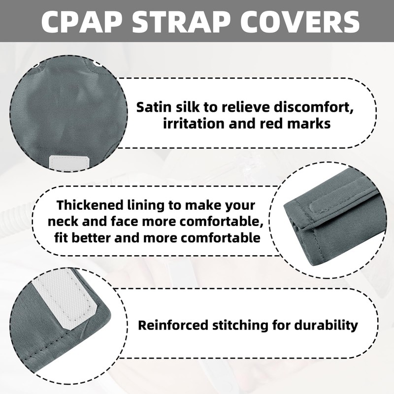 Silk CPAP Neck Pad for CPAP Headgear, Gray CPAP Strap
