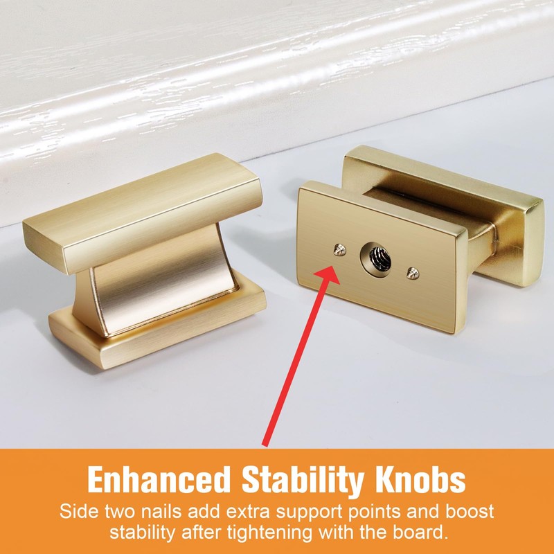VEHCIL 20 Pack Square Brushed Brass Gold Cabinet Knobs,Single Hole