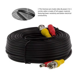 InstallerCCTV BNC Cable de alimentación de video de 60 pies todo en uno HD-TVI HD-CVI AHD analógico 1080p Negro Cable de alimentación prefabricado con conectores para cámaras de seguridad CCTV, color