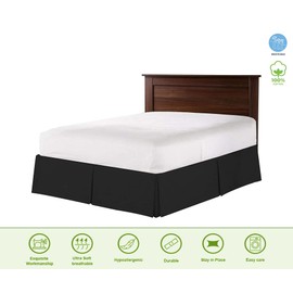 Vivacious Bedding Premium 800TC Split Corner Bed Skirt Black King Size 17" Drop Length - 100% Organic Cotton Bedskirt
