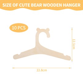 HAPPOW Baby Hangers for Clothes, 10PCS Cute Bear Wooden Hangers, Baby Coat Holders, Space-Saving & Non-Slip Toddler Clothes Holders for Nursery Wardrobe Storage
