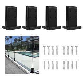 LukLoy 304 Stainless Steel Glass to Glass Spigot NW 1.4KG Heavy Duty Glass Railing Clamp Matte Black Glass Railing Spigot Home Garden Stairs Railing Balcony Glass Floor Clamp (4, 180 Degree)