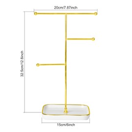 SCENTS HOME Necklace Holder- Ceramic Base 1.06ft Height Jewelry Organizer Stand, Aesthetic Jewelry Hanger Display for Necklaces, Bracelets, Rings Display