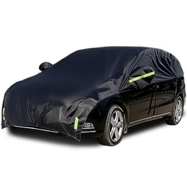 Konnfeir Half Car Cover All Weather Car Body Cover for All Season Sunshade Cover Snow Cover Waterproof 210D Oxford Fabric with Cotton (Fit MPV/SUV)