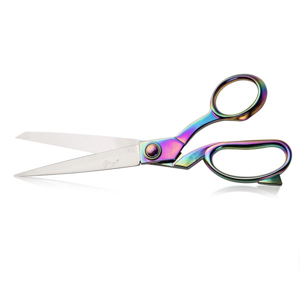 eZthings® 10" Dressmaker Sewing Classic Ultra Sharp Shears Heavy Duty Tailor Fabric Scissors in Titanium Coating Stainless Steel (10 Inch Rainbow)