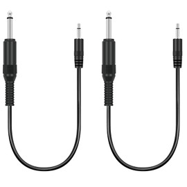Bolvek 2 Pack 3.5mm 1/8" TS Mono Male Plug to 6.35mm 1/4" Mono Male Adapter Audio Cable Cord