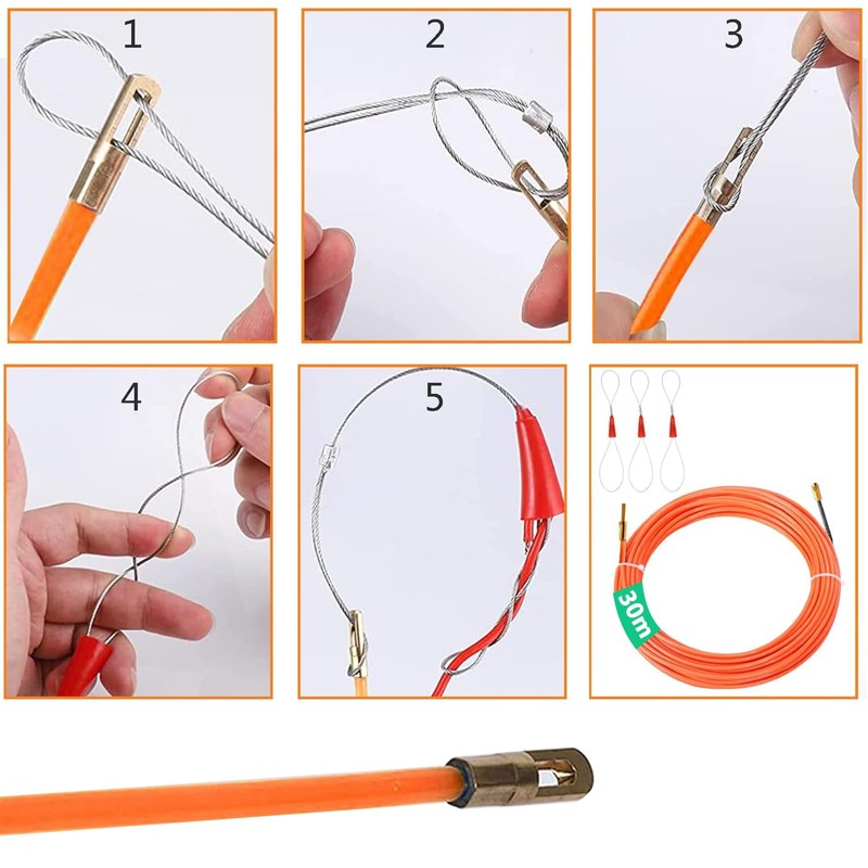 CONNECTION 30 m Cable Retraction Aid, Pull Wire for Empty