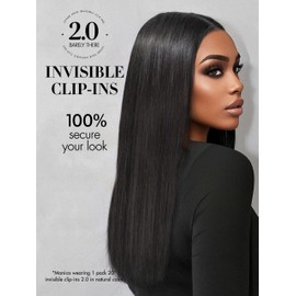 LUVME Invisible Clip in Hair Extensions,14 Inch 2 Pack 220g 14pcs Silky Straight Invisible Clip ins Hair Extensions Human Hair Natural Black Hair Extensions Clip in for Women