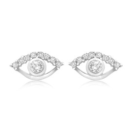 Tuscany Silver 8.59.0349 Women's Stud Earrings 925 Sterling Silver Round Zirconia, Silver, Cubic Zirconia