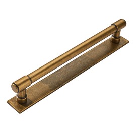 khtumeware 5 Pack 8 Inch(203 mm) Center to Center Antique Brass Cabinet Pull Backplate with Base Plate Zinc Solid Vintage Kitchen Cabinet Handles Drawer Pulls Cabinet Hardware