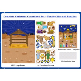 WhatSign Christmas Advent Calendar 2024 - Nativity Advent Calendar for Kids 24 Days Religious Stickers Christian Christmas Countdown Calendar Christmas Activities Decorations Gifts for Children