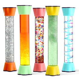 Special Supplies Liquid Motion Bubbler Toy Cool Tubes 5-Pack Colorful Hourglass Timer with Droplet Movement, Bedroom, Sensory Play, Cool Home or School
