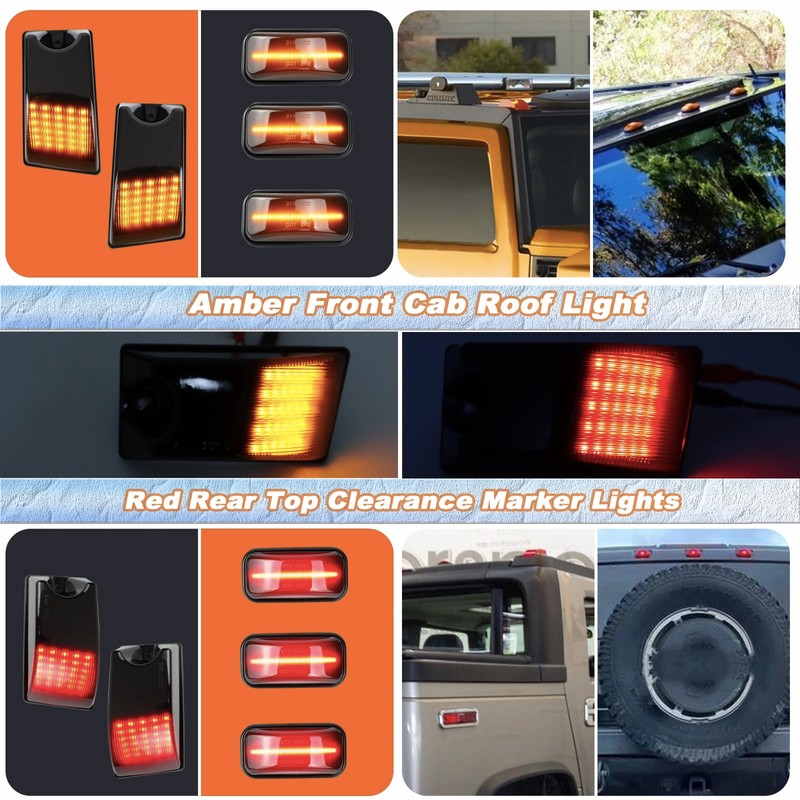 KEEGTBOX Smoke LED Cab Roof Light Kit Compatible with Hummer