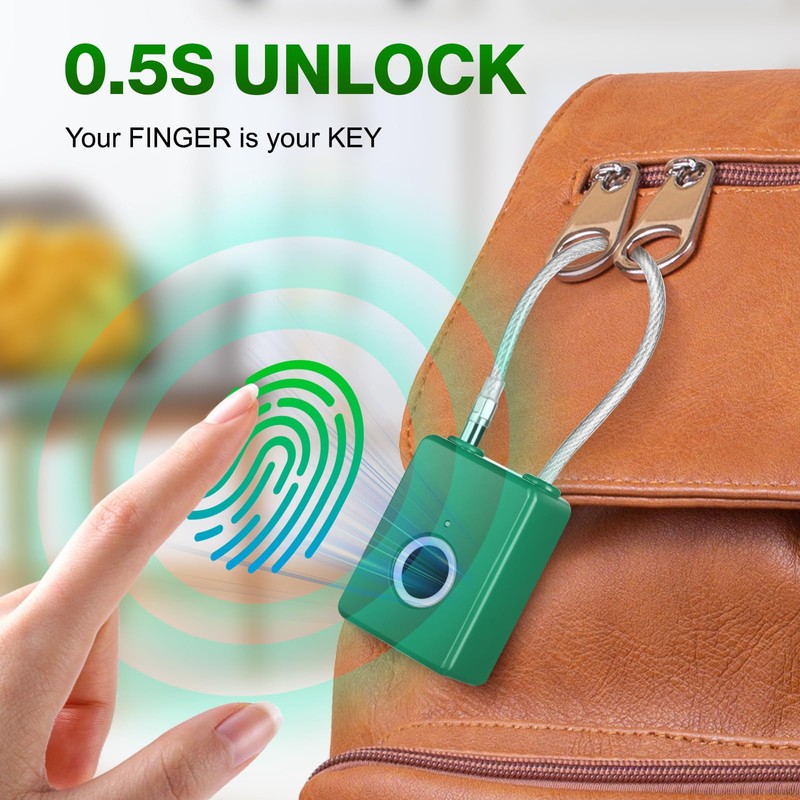 Wisetail Fingerprint Padlock, Smart Gym Locker Lock for Students, Keyless