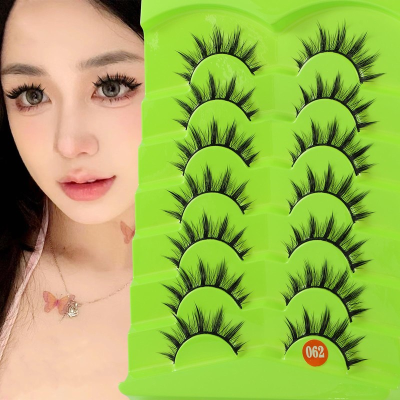 7 Pair Cartoon Eyelashes Japanese Anime Cosplay Eyelashes Spiky Wet