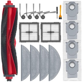 17 Pcs Accessories Kits for Roborock Q10 S5/ Q10 S5+/ Q10 X5/ Q10 X5+ Robot Vacuum Replacement Parts, 1 Main Brush 2 HEPA Filter 4 Mop Pad 4 Dust Bag 4 Side Brush, 2 Tool