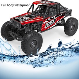 Moonzeamus LDRC 18499 Waterproof Rc Climbing Car 1:18 Full Proportion Rc Offroad 4x4 Rc Underwater Crawler Pipe Rack Climbing Vehicle Cars Model RTR (Red)